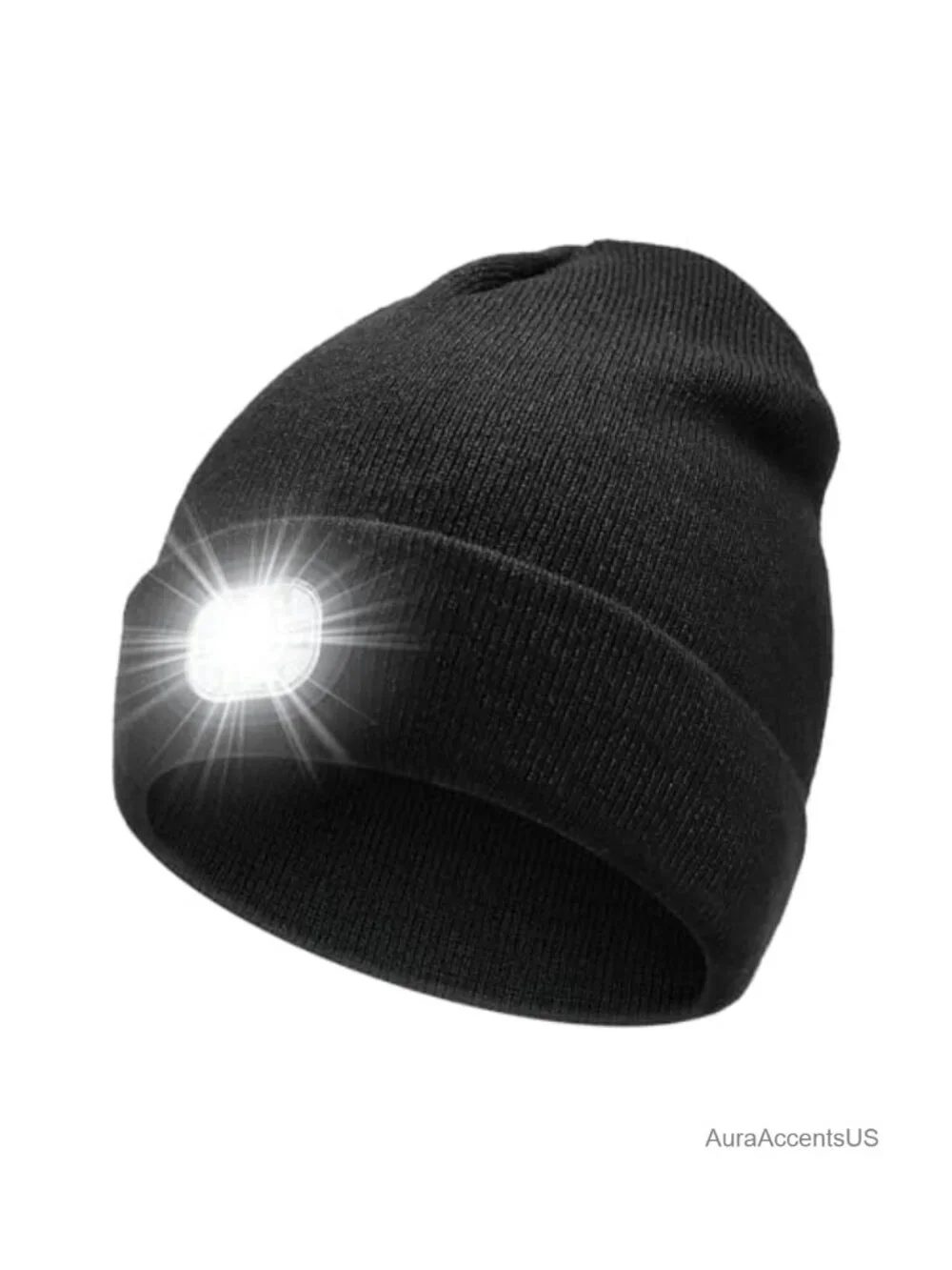LED Beanie Hat with Bluetooth Headphones, Rechargeable Headlamp, 100% Acrylic,